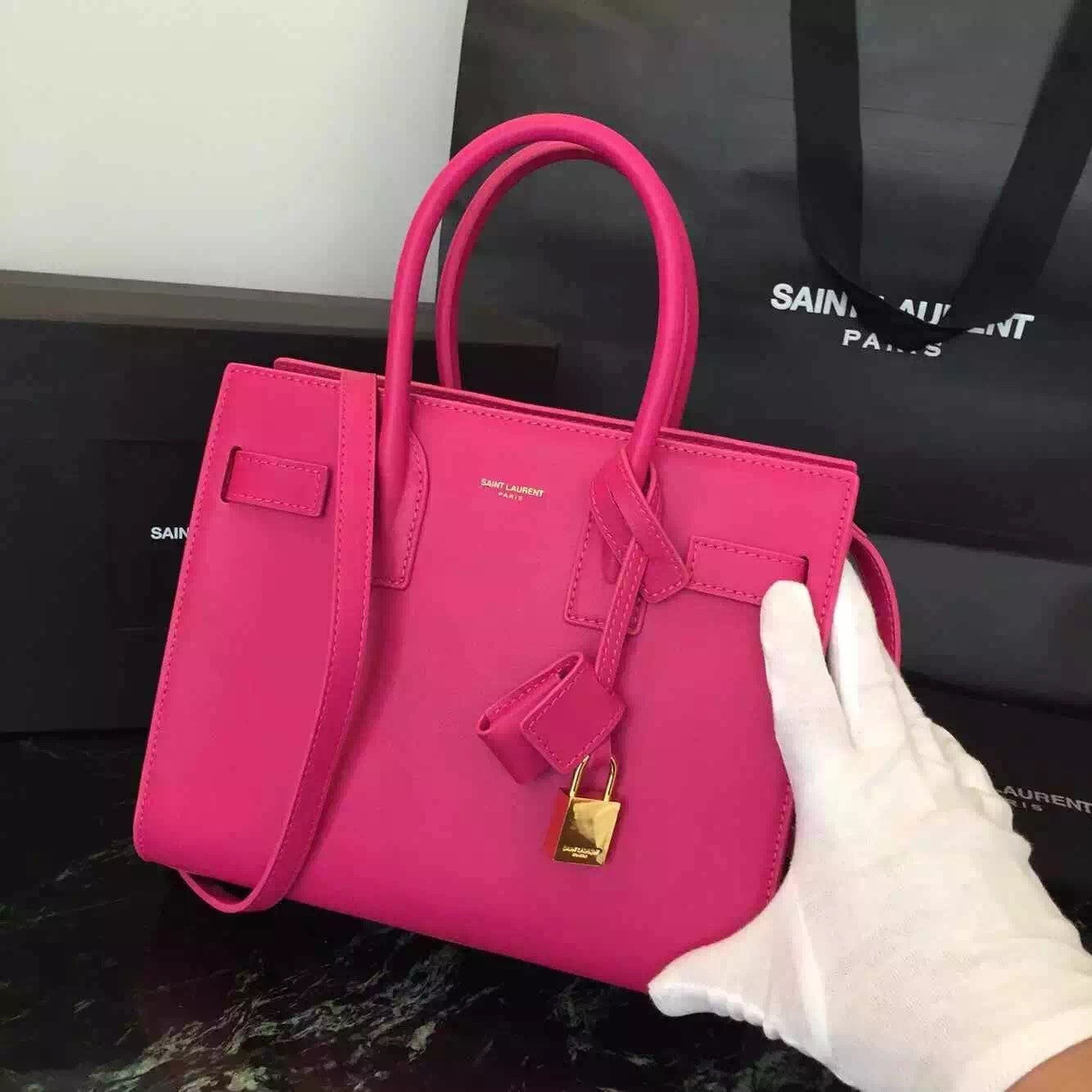 Yves Saint Laurent Baby Sac De Jour Bag In Rosy Leather