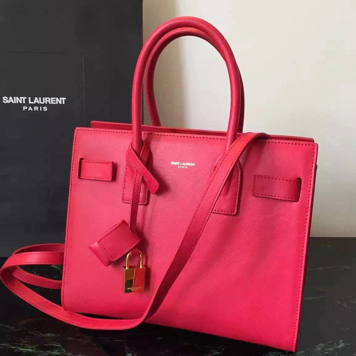 Yves Saint Laurent Baby Sac De Jour Bag In Red Leather