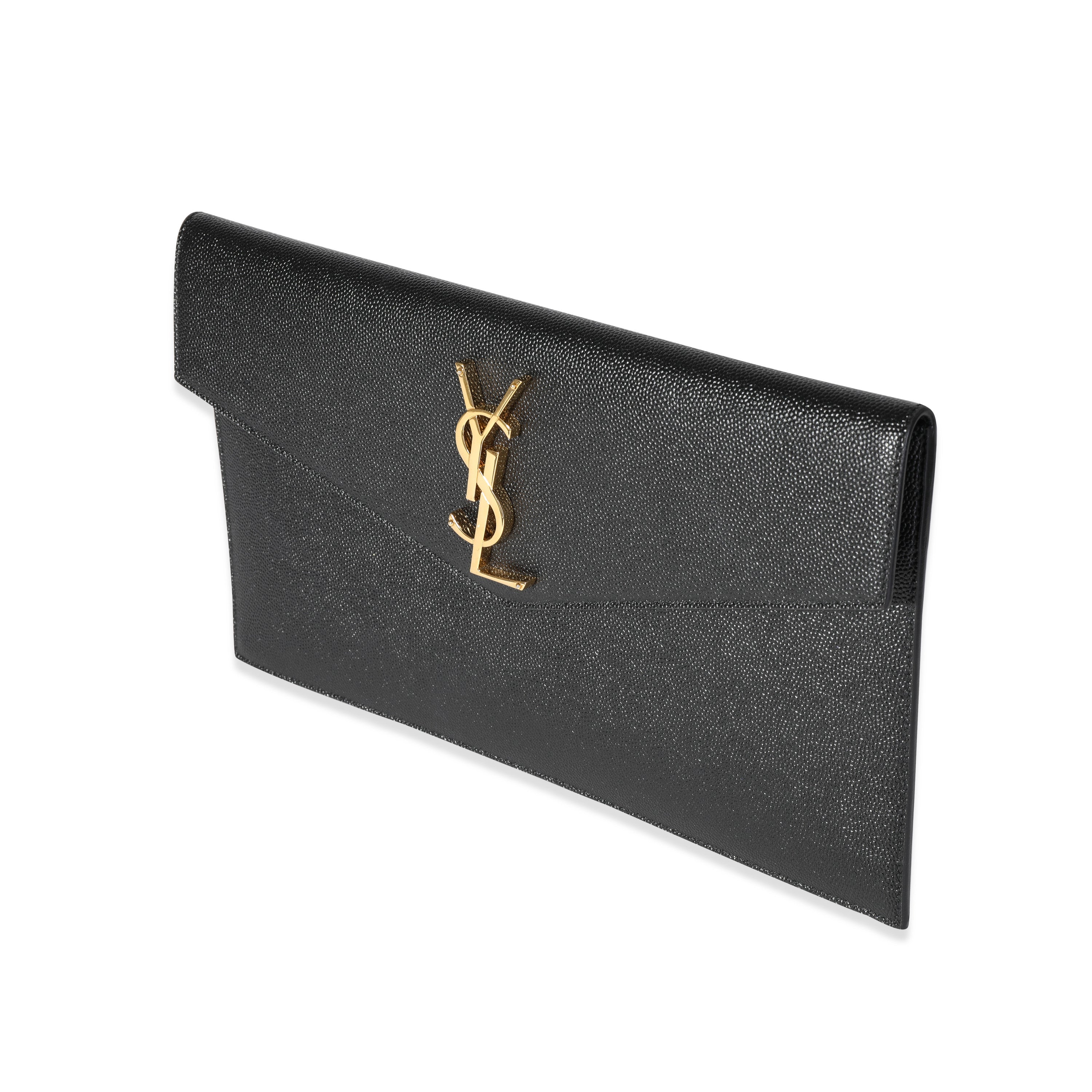 Saint Laurent Black Grain De Poudre Leather Uptown Pouch