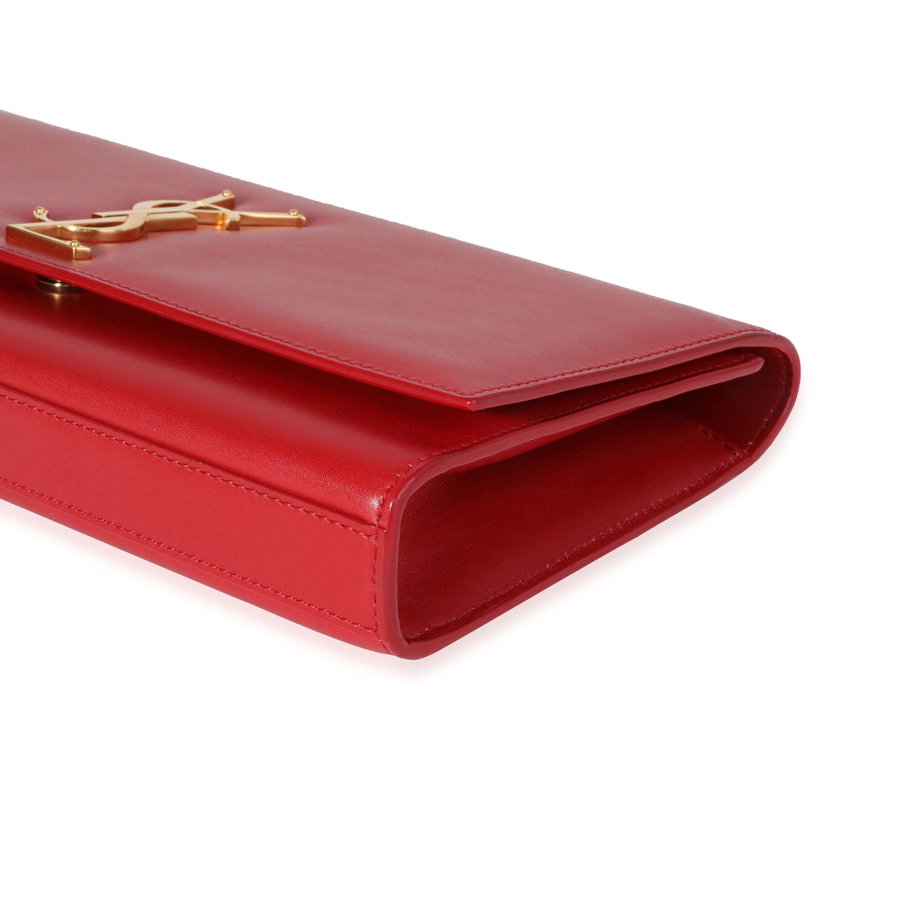 Saint Laurent Red Smooth Calfskin Cassandre Clutch