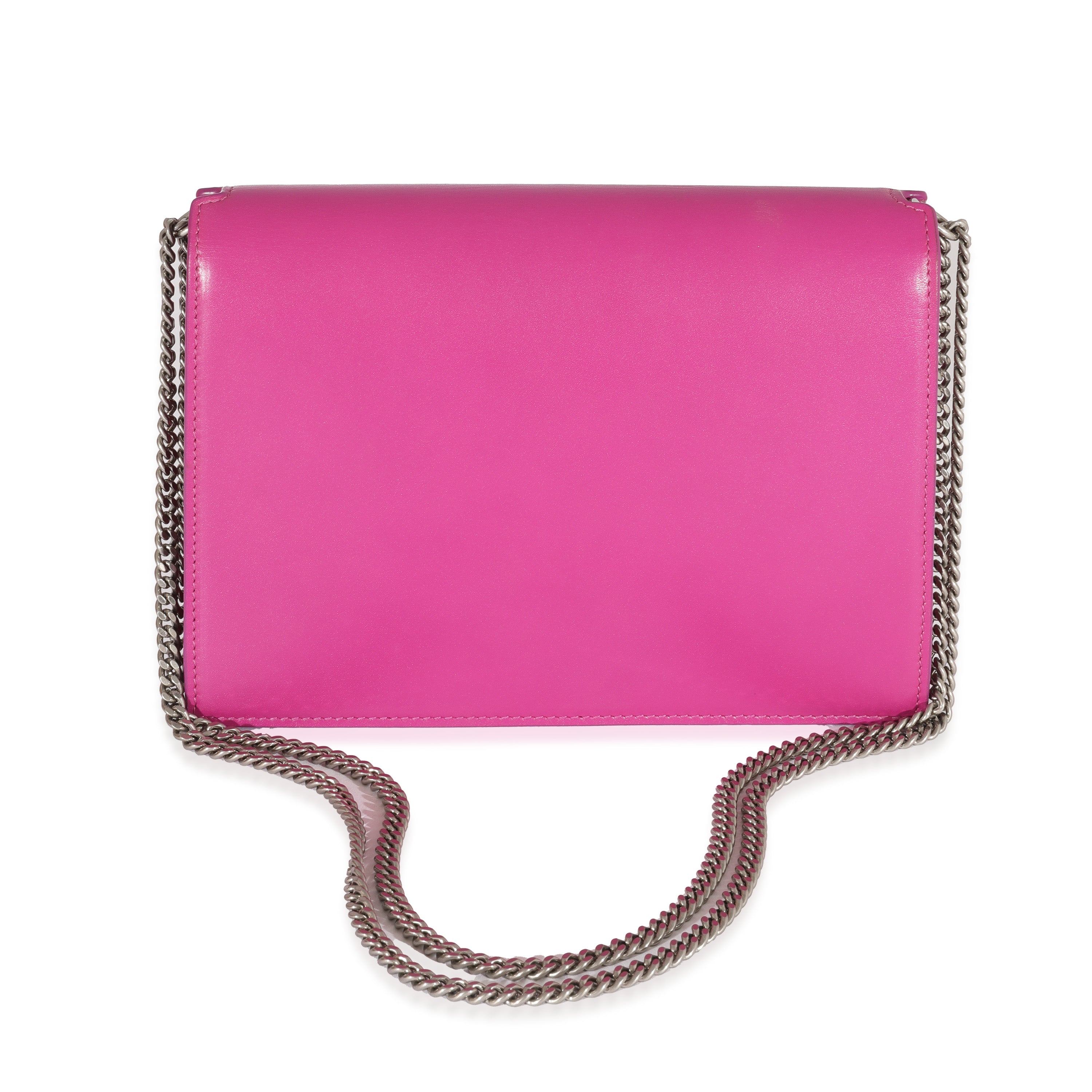 Saint Laurent Fuchsia Calfskin Cassandra Monogram Chain Bag