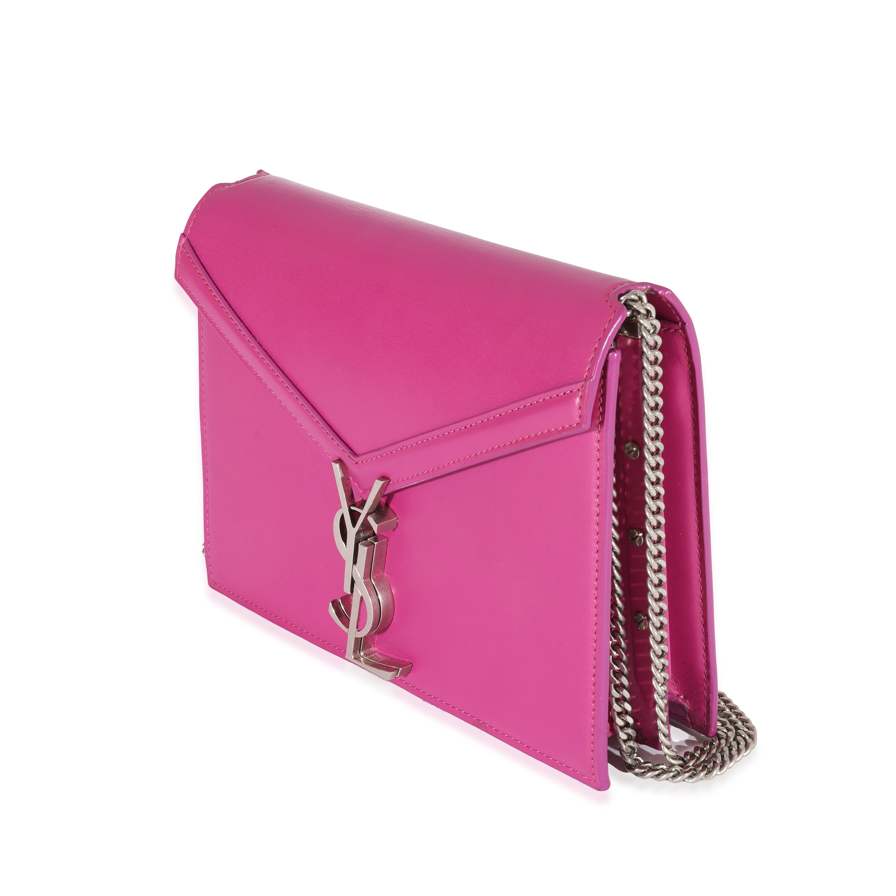 Saint Laurent Fuchsia Calfskin Cassandra Monogram Chain Bag