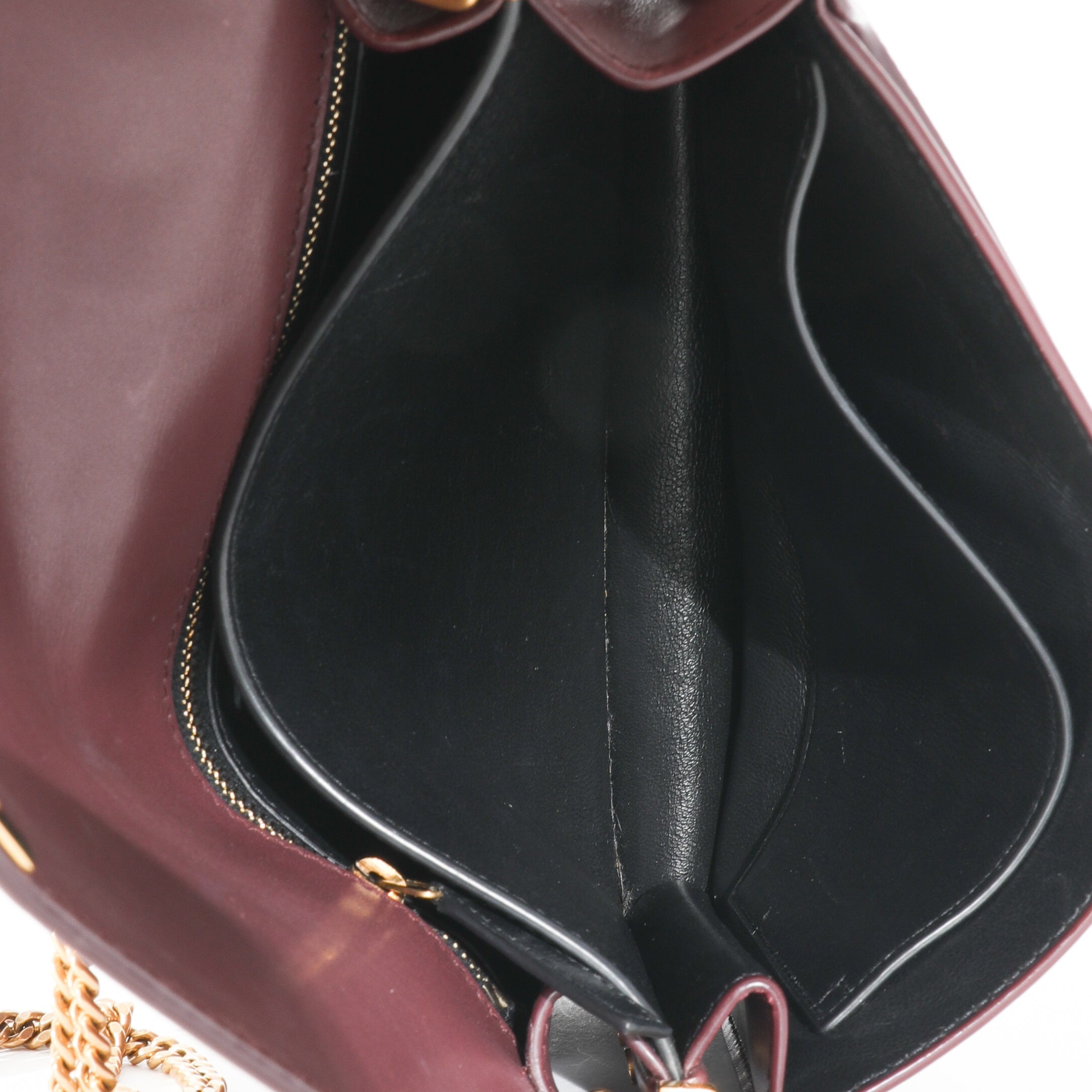 Saint Laurent Burgundy Leather Cassandra Monogram Clasp Bag