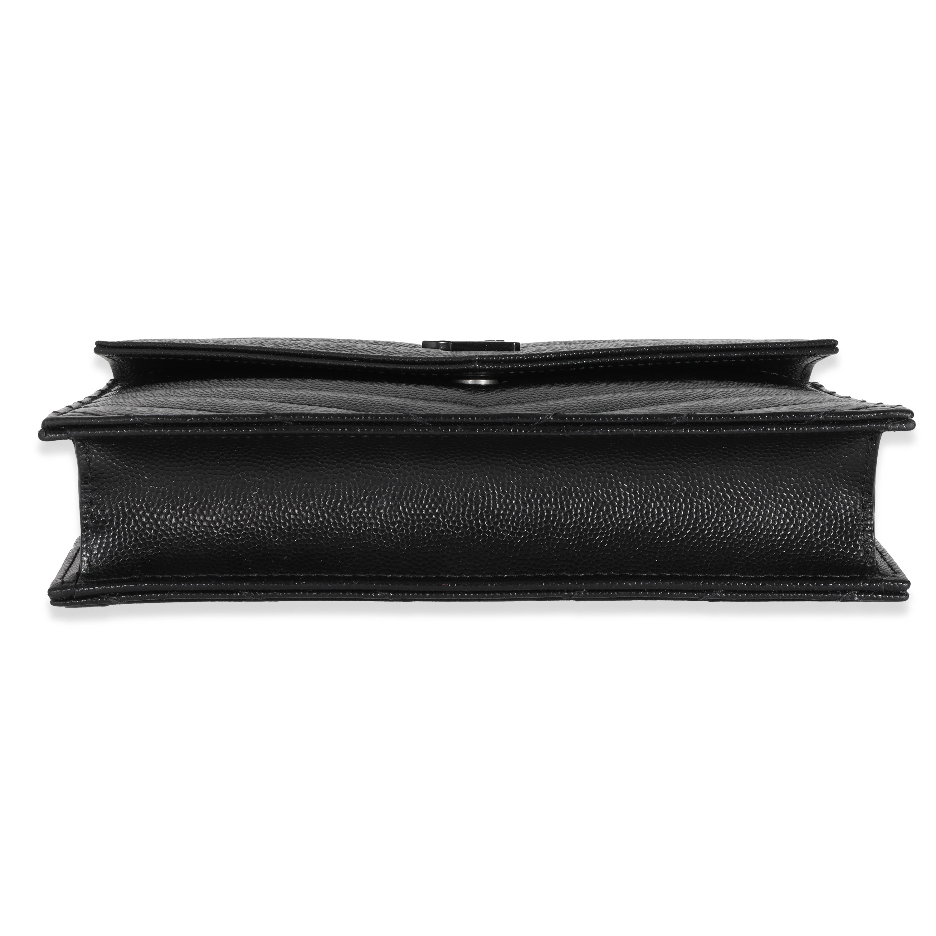 Saint Laurent Black Grain De Poudre Envelope Chain Wallet