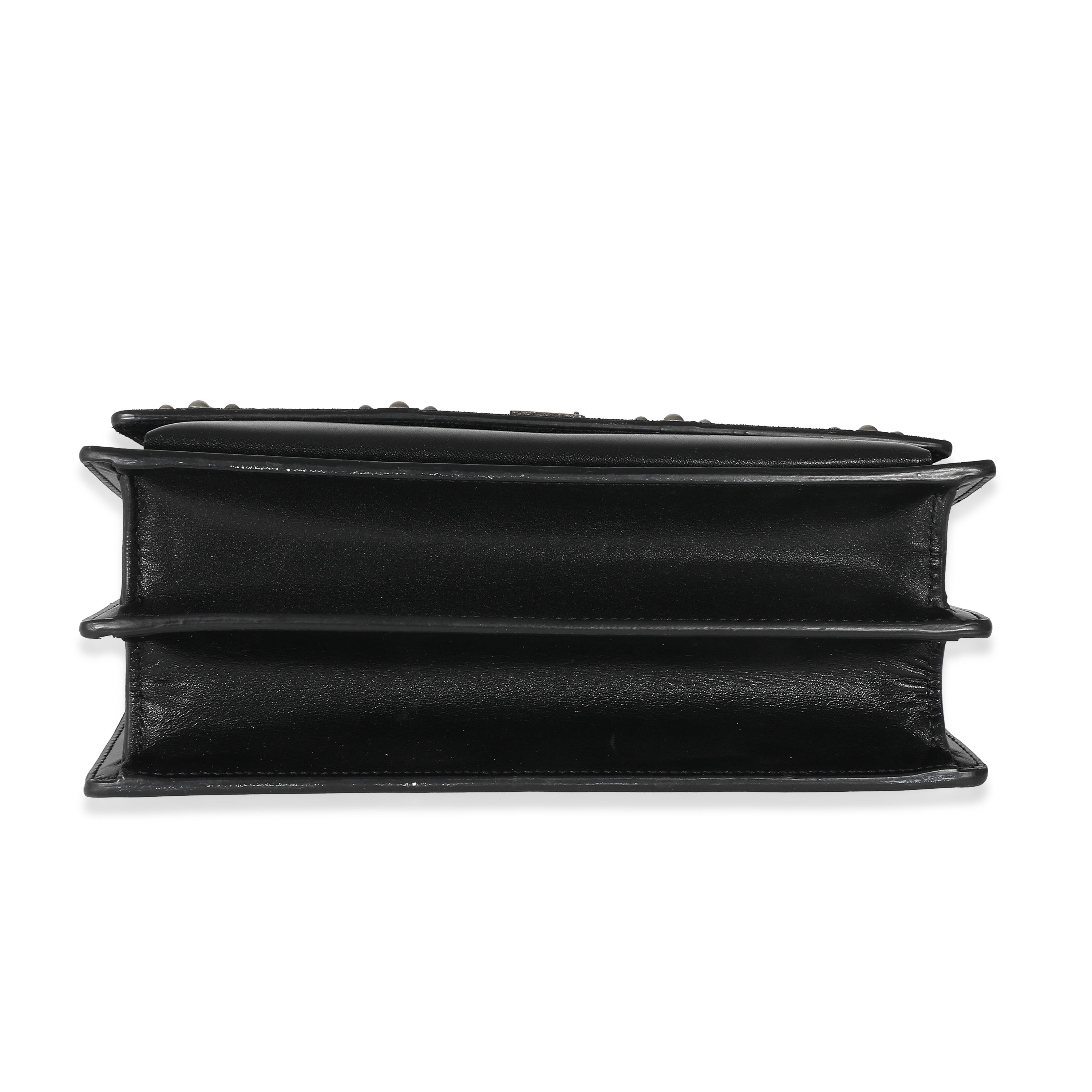 Saint Laurent Black Leather Suede Studded Sunset Bag