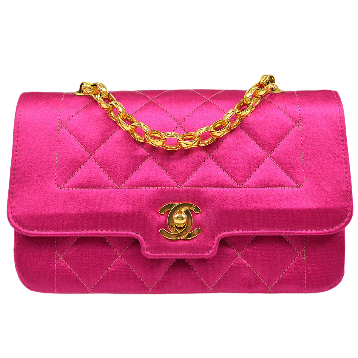 CHANEL * 1989-1991 Pink Satin Border Flap Mini