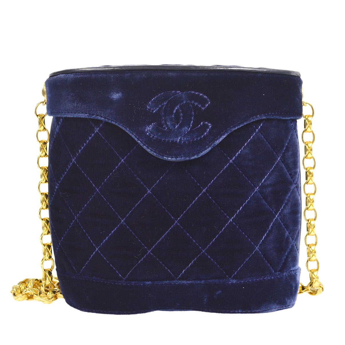 CHANEL * 1989-1991 Binoculars Bag Blue Velvet