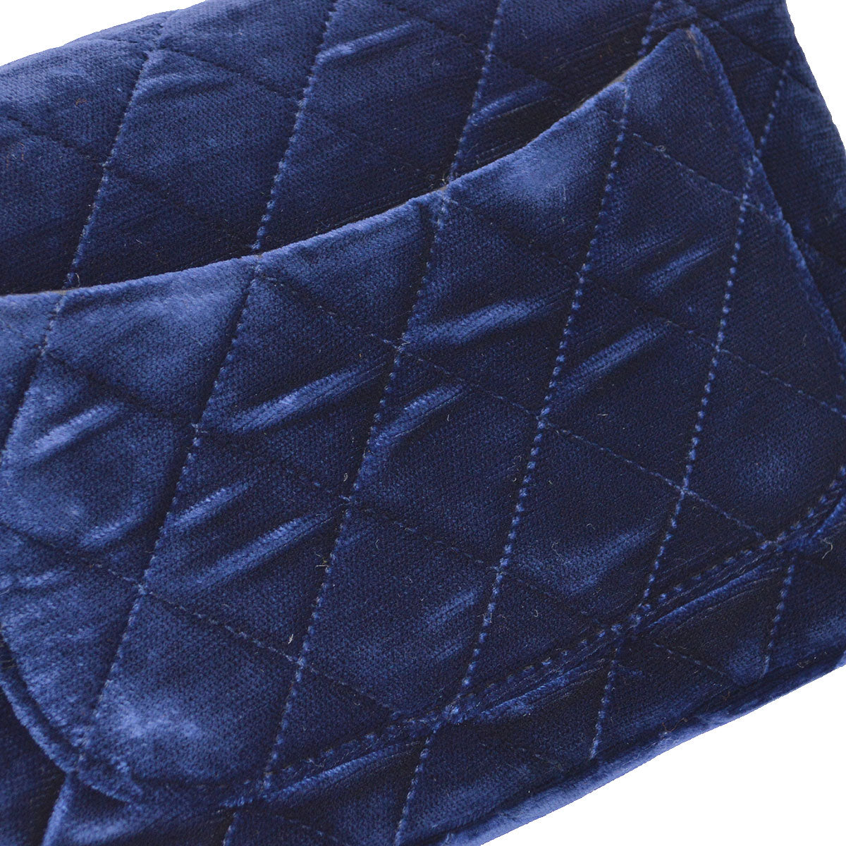 CHANEL * 1989-1991 Classic Square Flap Mini 17 Blue Velvet