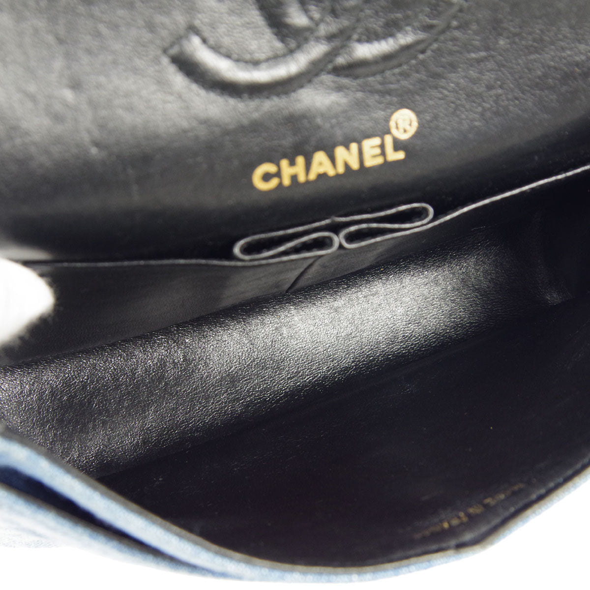 Chanel * 1989-1991 Classic Double Flap Small Shoulder Bag Blue Denim