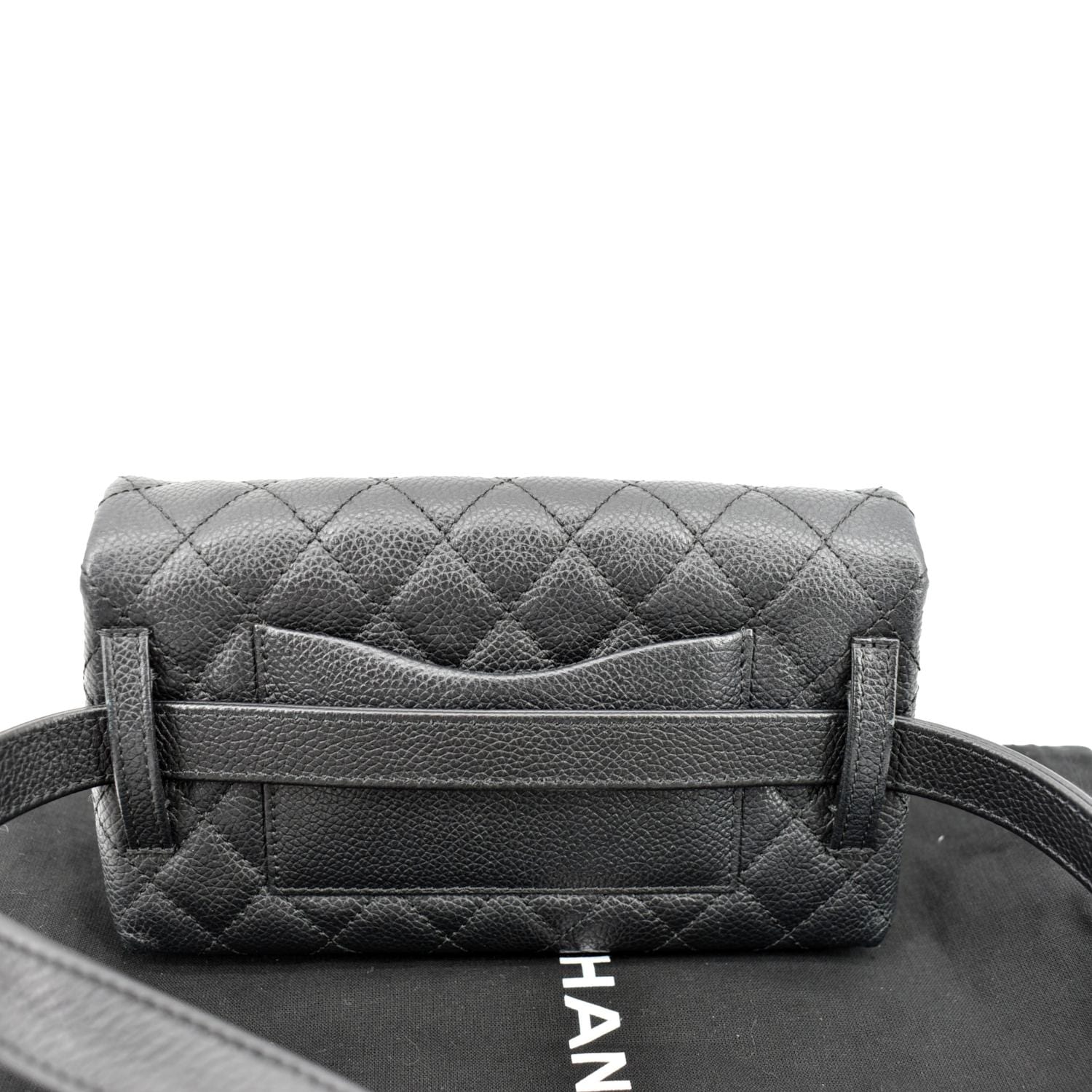 CHANEL  Reissue Flap Grained Leather Waist Belt Bag Black