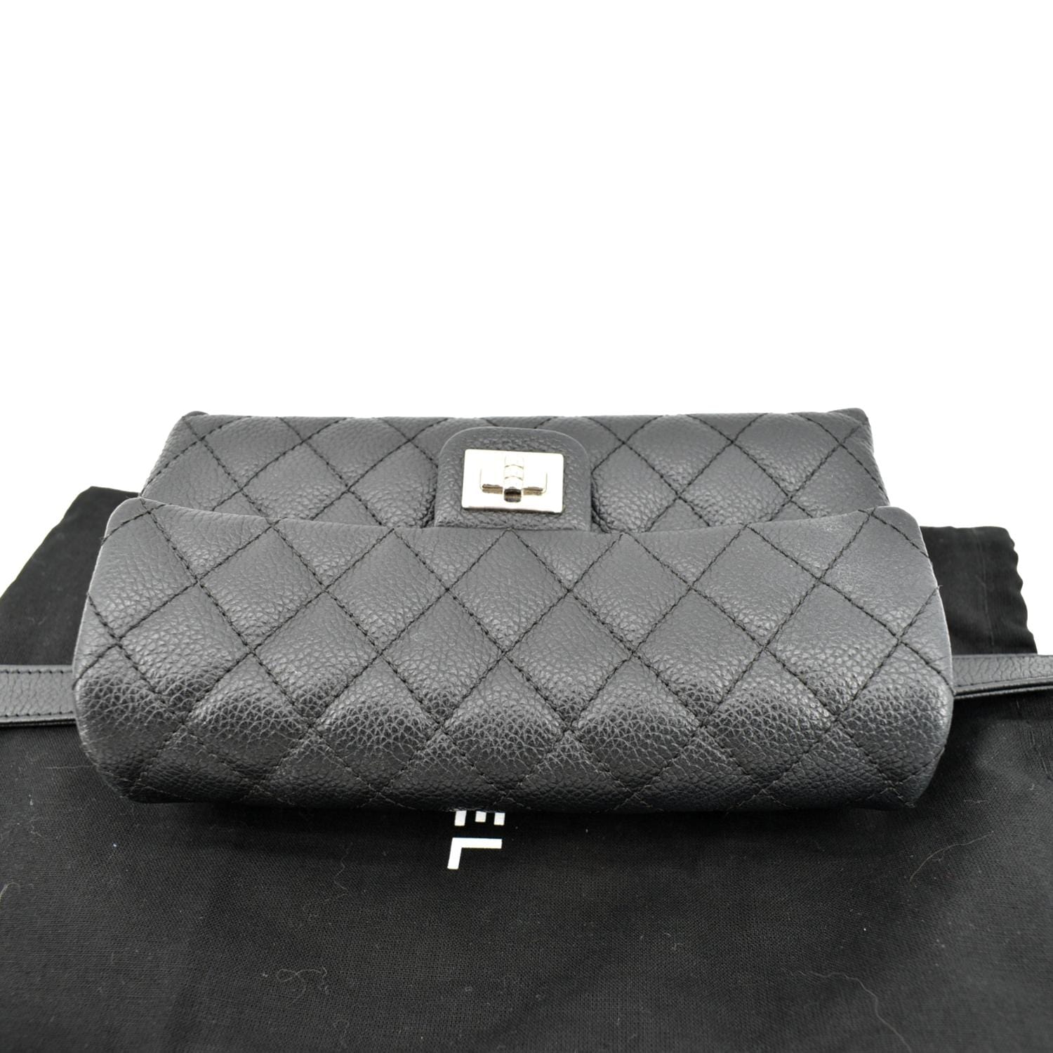 CHANEL  Reissue Flap Grained Leather Waist Belt Bag Black