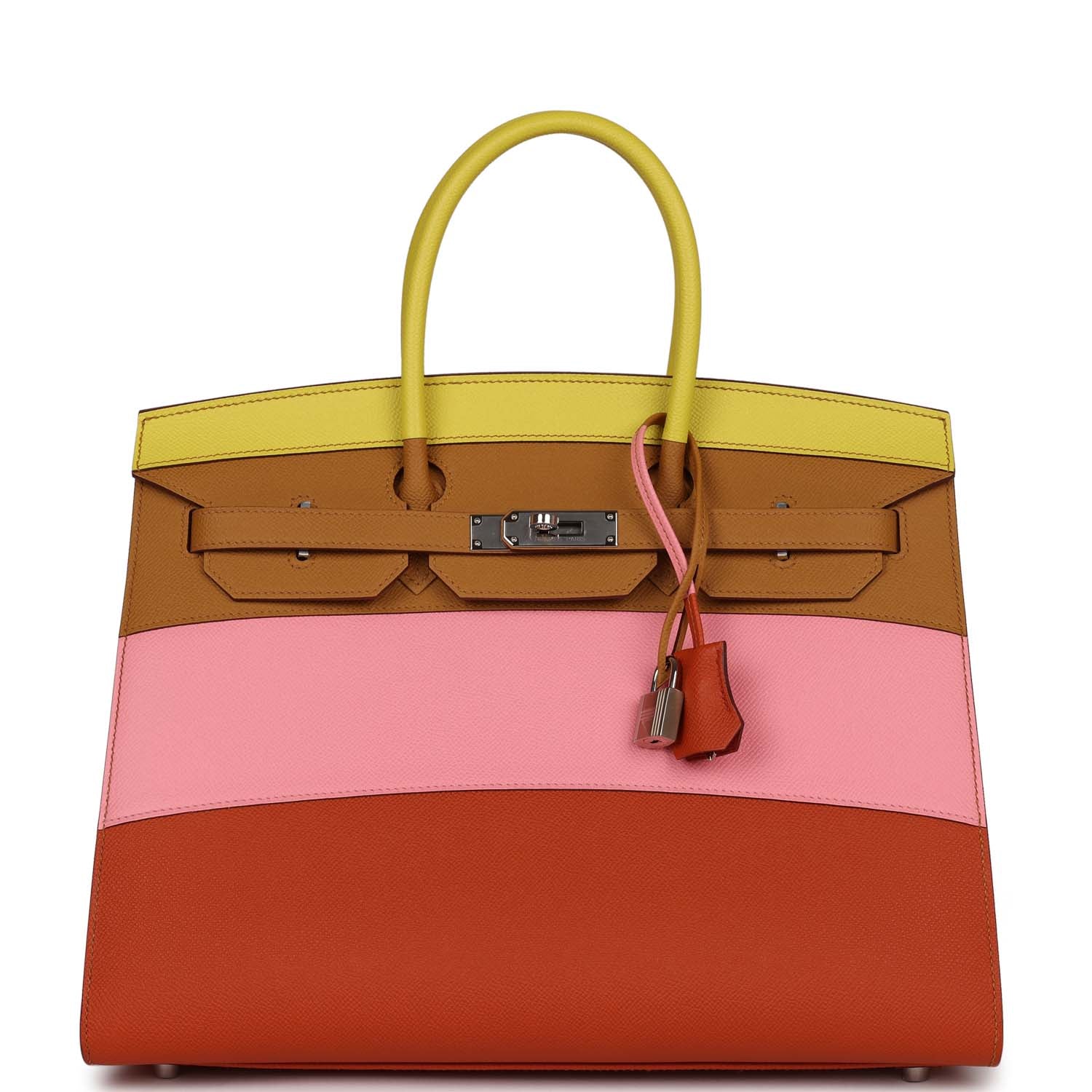 Hermes "Sunrise" Birkin Sellier 35 Rainbow Epsom Palladium Hardware