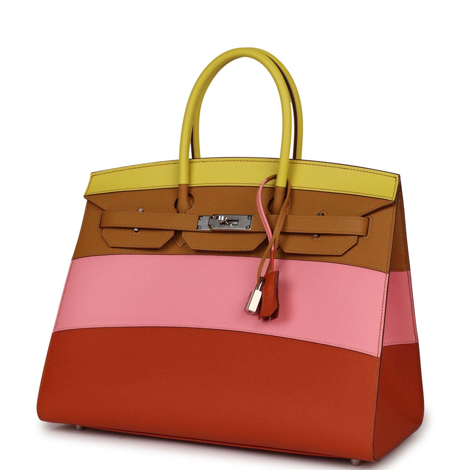 Hermes "Sunrise" Birkin Sellier 35 Rainbow Epsom Palladium Hardware