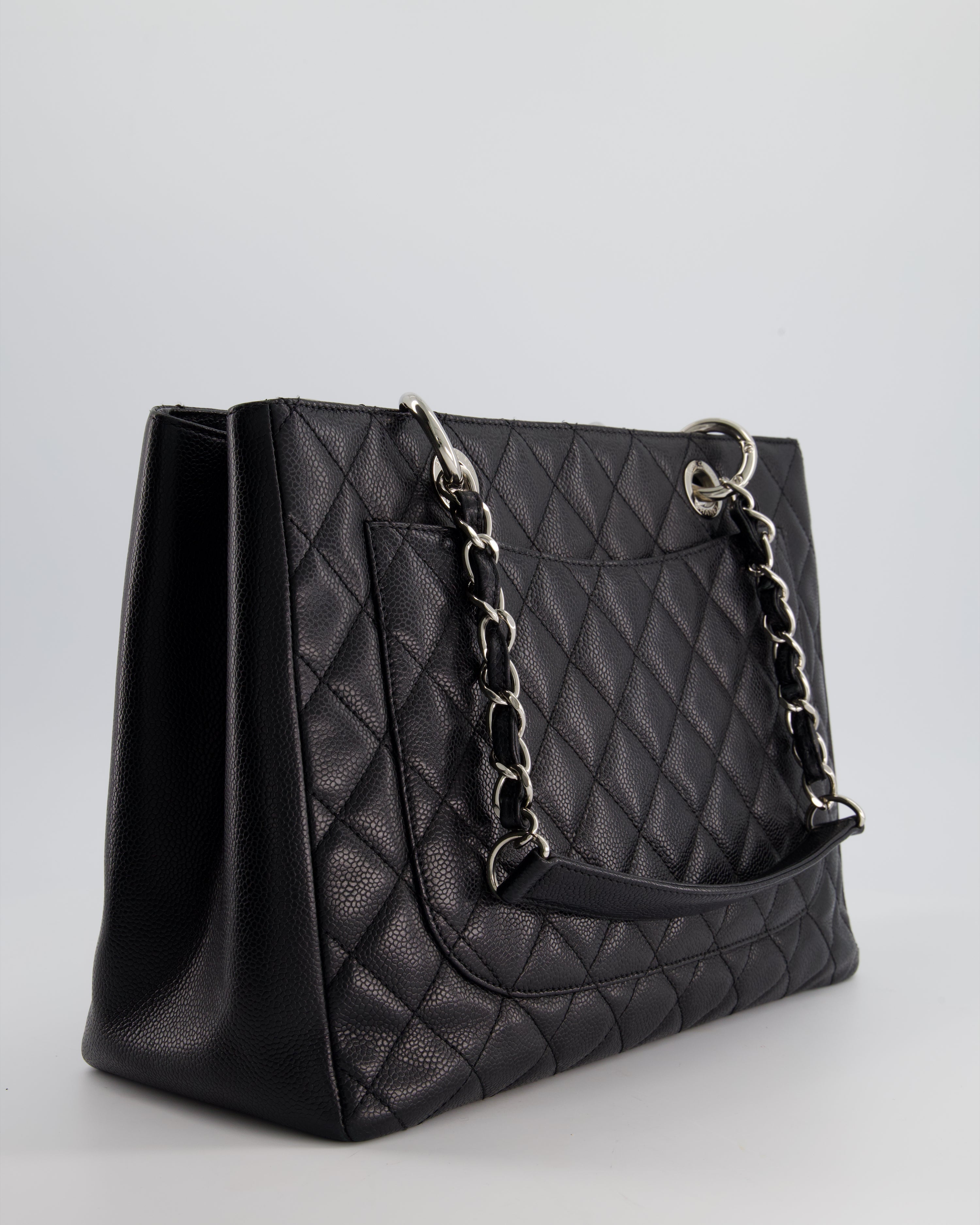 *AMAZING SHAPE* Chanel Black GST Grand Shopper Tote Bag in Caviar Leather with Silver Hardware