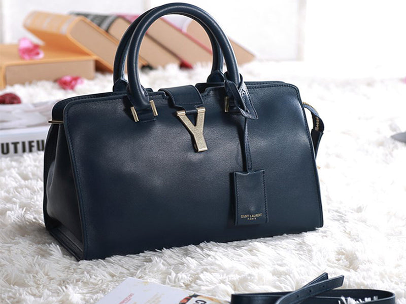 Yves Saint Laurent Cabas Chyc Original Leather Tote Dark Blue