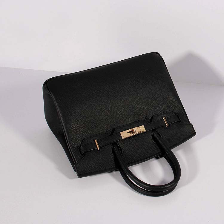 Hermes 30cm Birkin Bag Togo Leather with Strap Black Gold