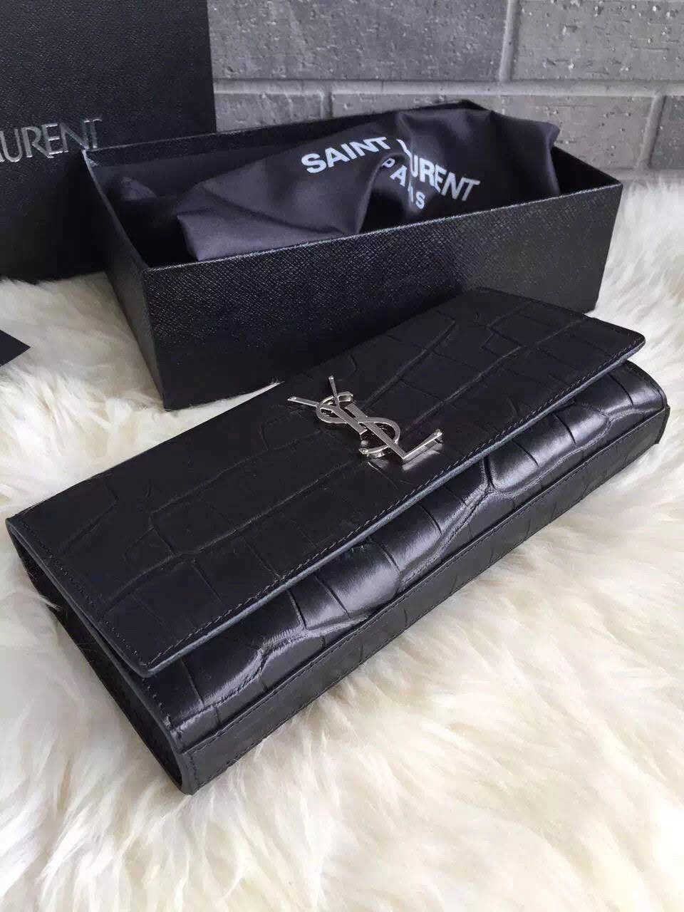 Yves Saint Laurent Crocodile Classic Monogramme Clutch