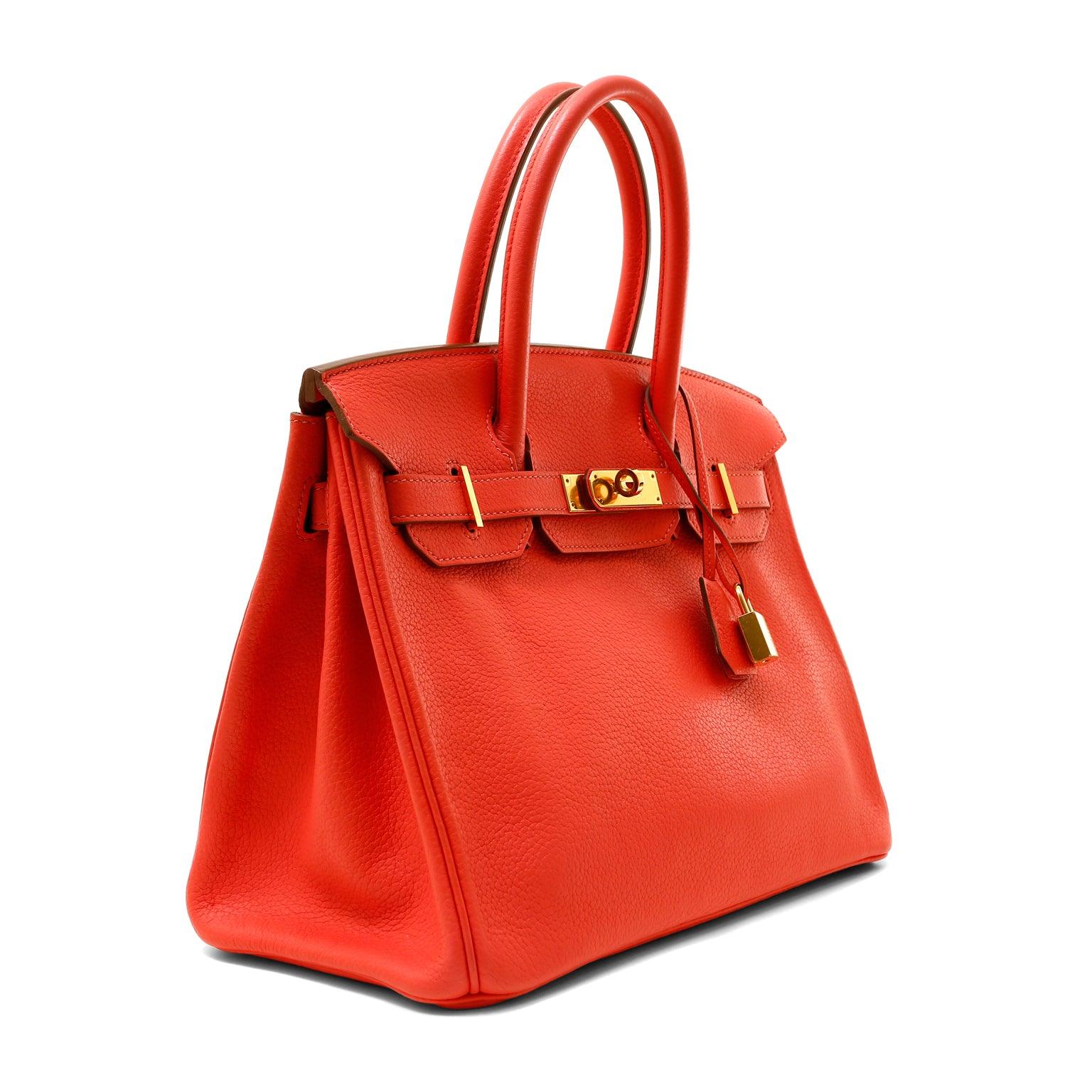 Hermes 30cm Birkin Red-Orange Togo w/ Gold Hardware #D