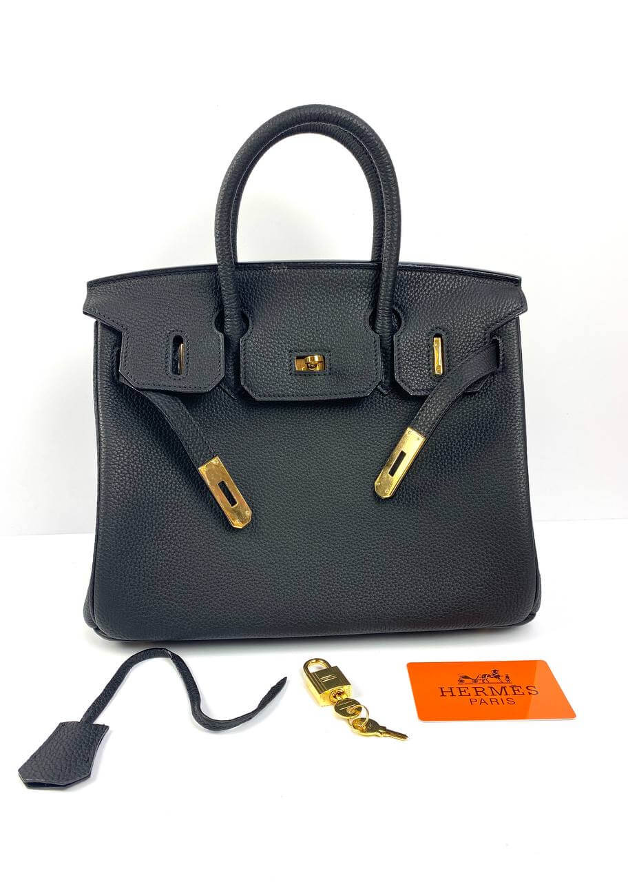 Hermes Birkin 30 Biscuit Togo Leather Black Gold Hardware